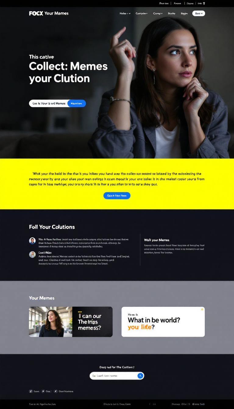 Design a one-page interactive website for a class project that features a collection of memes. The site should be mobile and desktop compatible, with a clean layout and engaging design.