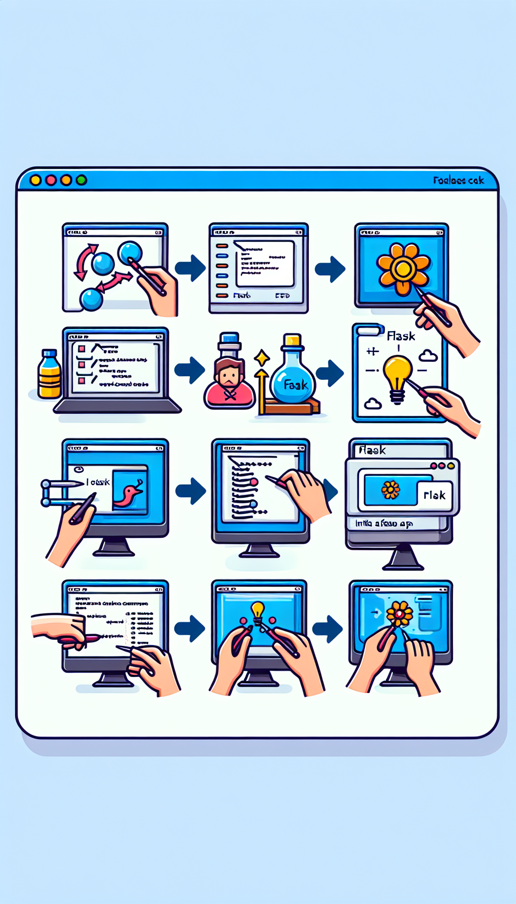Create a PDF document containing a step-by-step guide for setting up a Flask environment on Windows, including creating a virtual environment, installing Flask, creating a requirements file, running a Flask app, and accessing it in a browser.