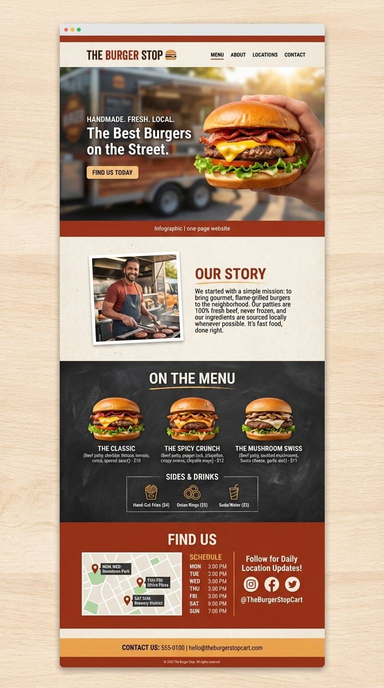 Site for my food cart. I make burgers
