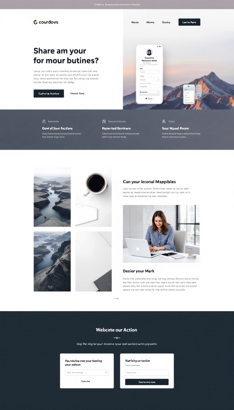 Create a simple and clean one-page website design featuring a prominent call-to-action button. The layout should be modern and minimalist, with a balance of text and visuals.