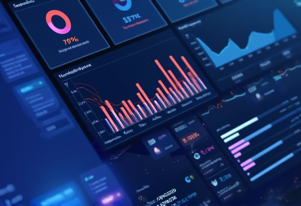 Digital marketing dashboard showing analytics and performance metrics for business growth