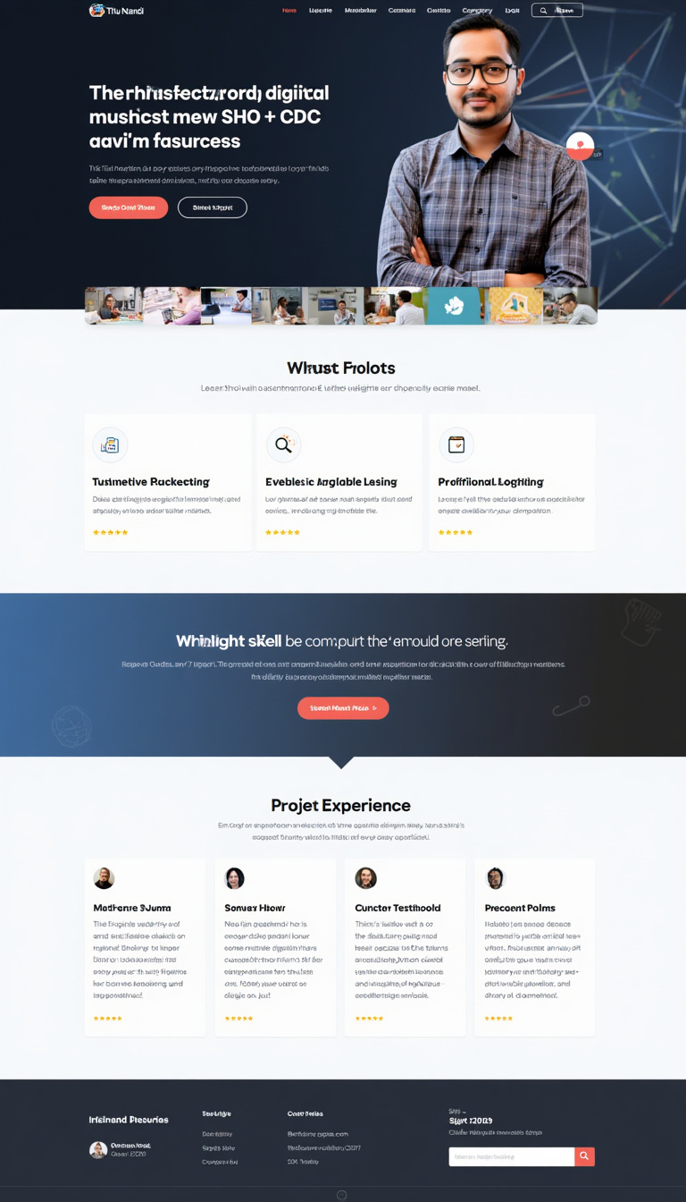 Create a professional one-page portfolio website for Titu Nandi, a digital marketer specializing in SEO, SEM, and PPC. Highlight his skills, project experience, and testimonials in a clean and modern design.