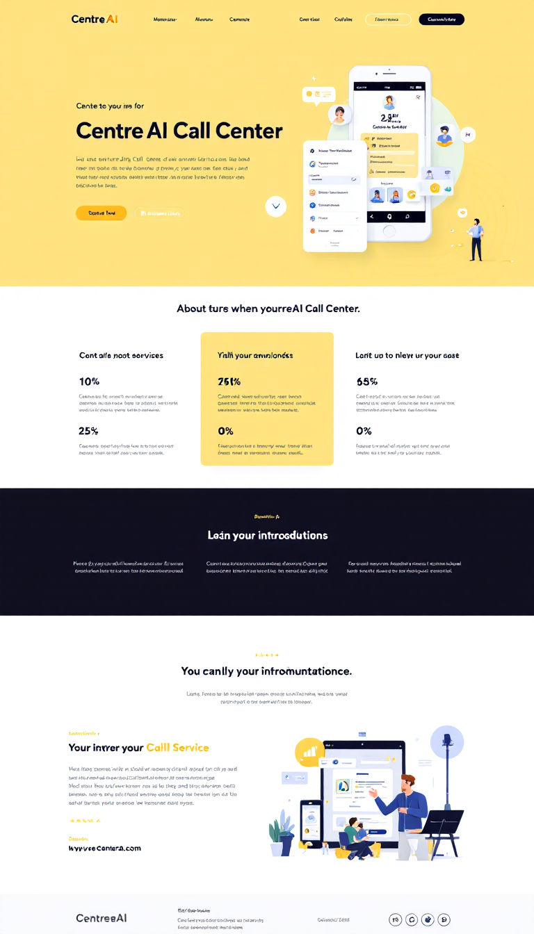 Design a simple and clean one-page website for CentreAI Call Center, showcasing its services, contact information, and a brief introduction about the company. Focus on a professional layout with user-friendly navigation.