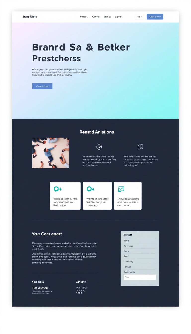 Create a simple and dynamic one-page website for a brand called "Brand & Better." Highlight the brand's mission, services, and contact information in a clean and modern design.