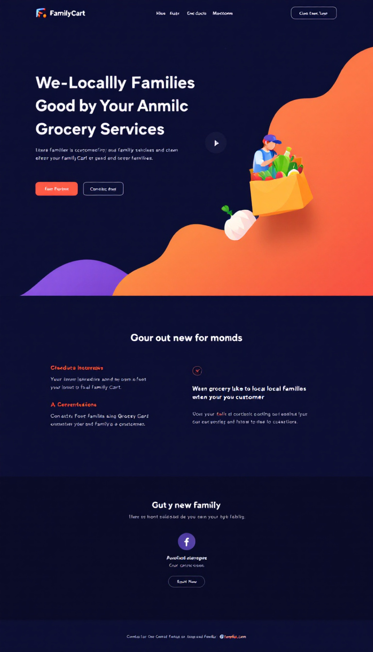 Design a clean and modern one-page e-commerce website for FamilyCart, aimed at local families seeking grocery services. Include a product showcase and essential features like contact information to attract new customers.