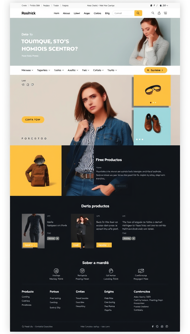 Crie um site de uma página que mostre roupas e acessórios para homens e mulheres, com um design simples e limpo. Inclua seções para produtos, sobre a marca e informações de contato.