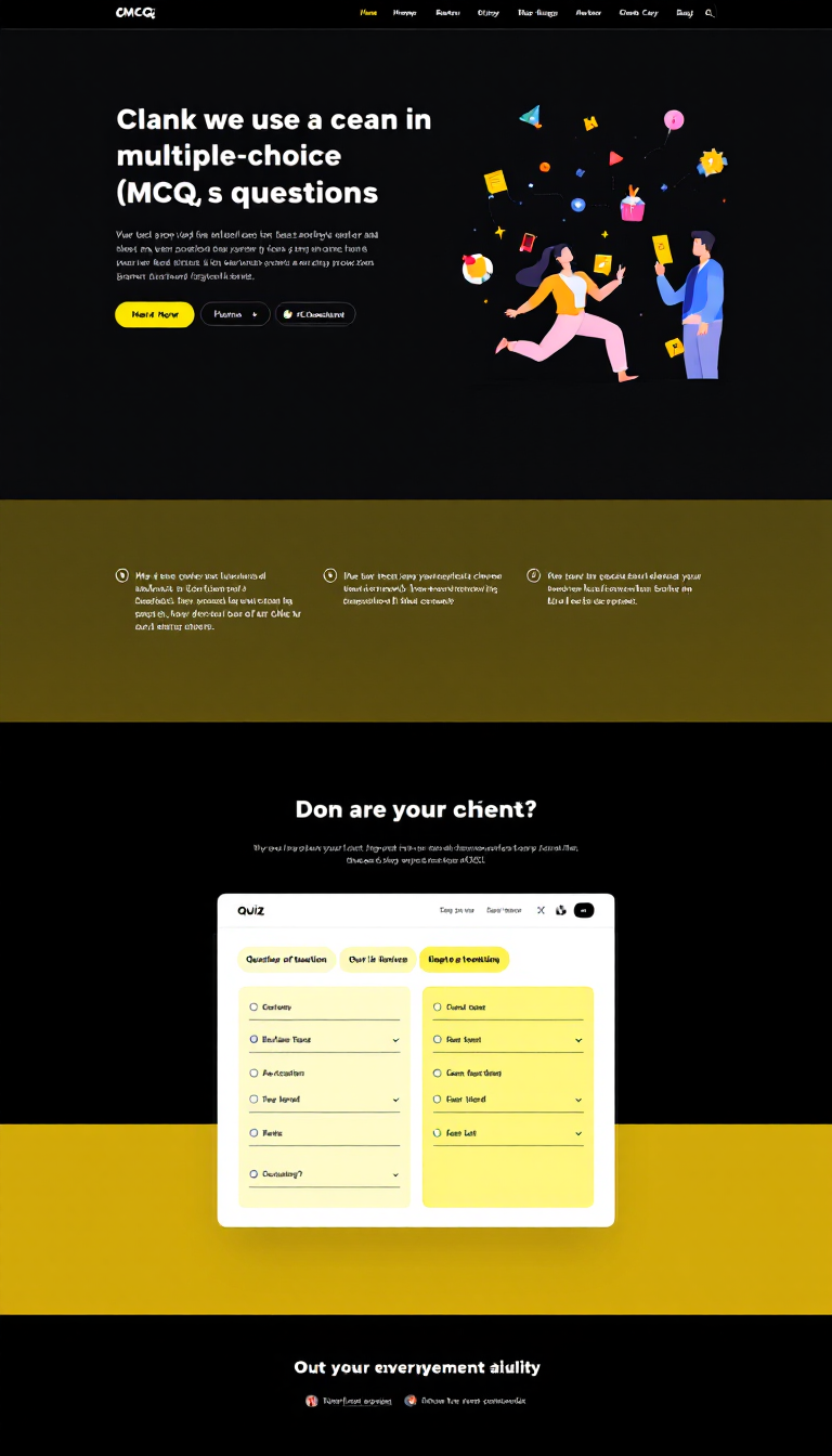 Design a clean, professional one-page quiz website focused on multiple-choice questions (MCQs). The layout should be user-friendly, with easy navigation and an engaging quiz interface.