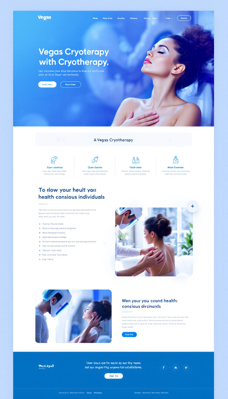 Create a sleek, one-page website for Vegas Cryotherapy that focuses on health-conscious individuals. Highlight the services with a modern design that enhances user experience while retaining the current domain name.