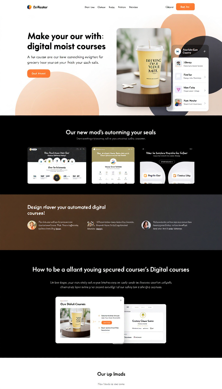 Design a visually appealing one-page website for selling digital courses, featuring an automated sales system. Incorporate elegant layouts and user-friendly navigation to enhance the user experience.
