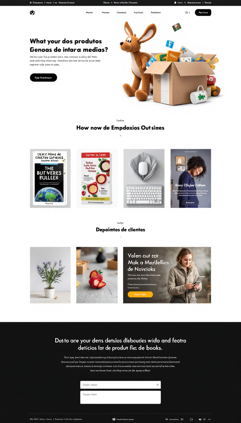 Crie uma página única e limpa dedicada à venda de produtos físicos e e-books, com um layout atraente e botões de compra destacados. Incluir imagens dos produtos, descrições breves e uma seção de depoimentos de clientes.