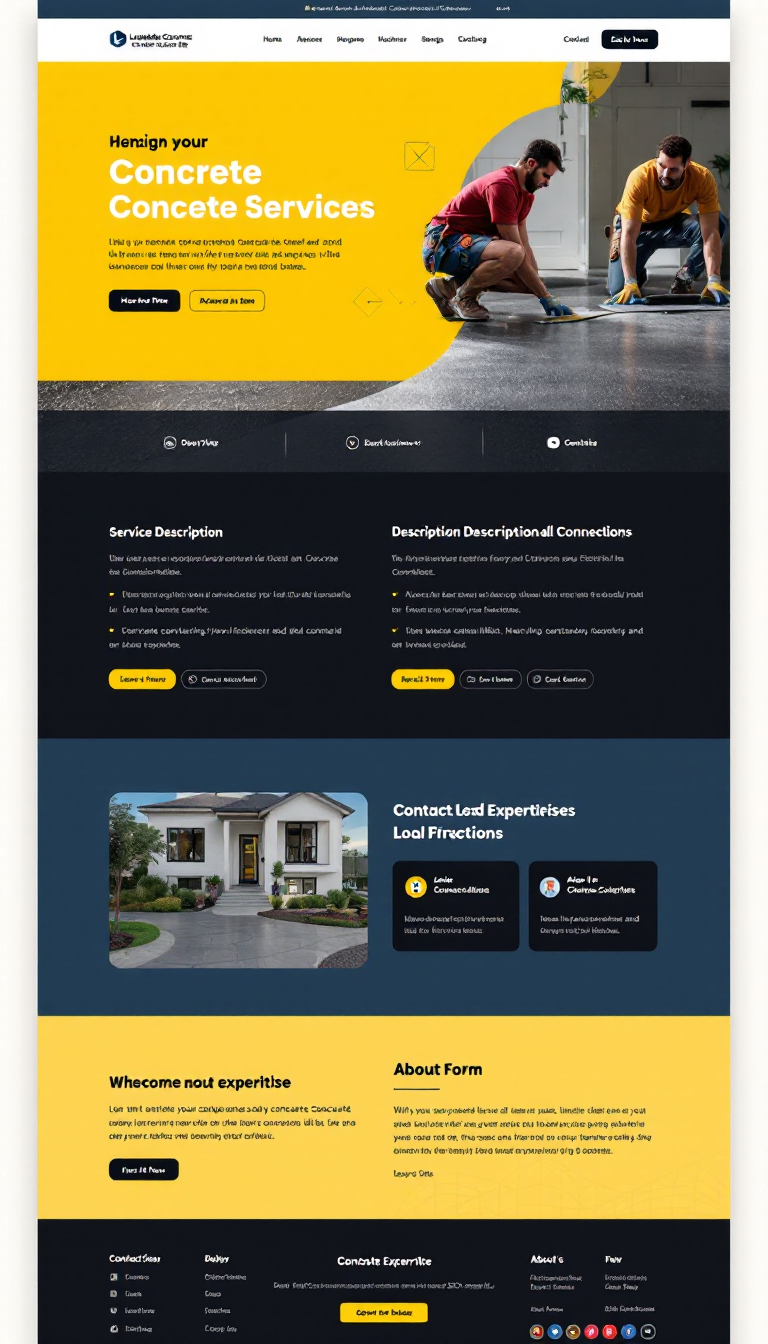 Design a clean, one-page website for a concrete services business in Fort Lauderdale, FL, inspired by Lauderdale Concrete. Include key sections like a prominent homepage with a headline and CTA, service descriptions with images, a contact form for lead generation, an about section highlighting expertise, and SEO optimization for local search. The layout should be modern, visually appealing, and fully responsive for mobile users.