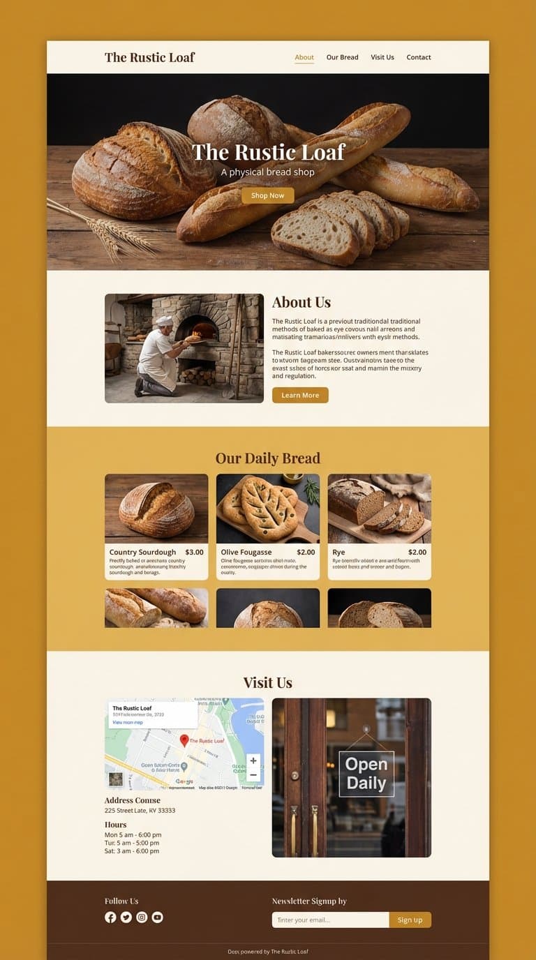 a website for a phisical shop that sells bread