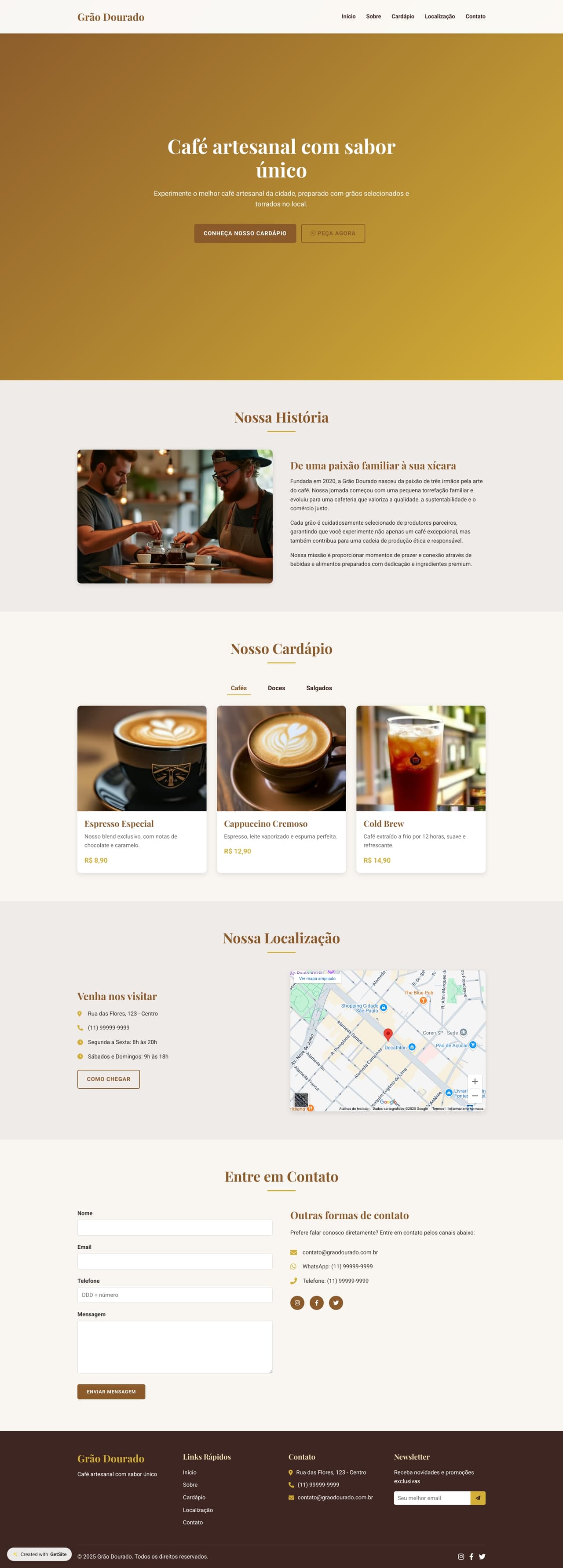 Grão Dourado | Cafeteria Artesanal