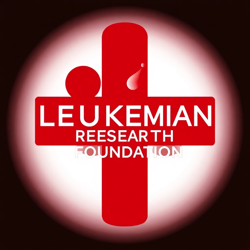 leukemia research foundation logo with a stylized blood cell and cross