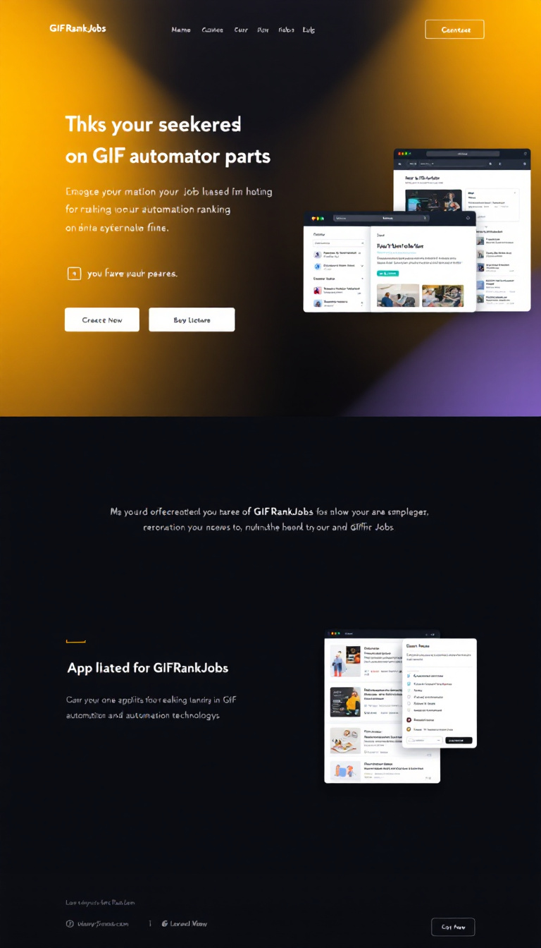 Create a minimalist one-page website for GIFRankJobs, targeting job seekers interested in GIF automation. Include features like job listings and an application submission section, with a clean and intuitive design to engage talented individuals in GIF ranking and automation technologies.