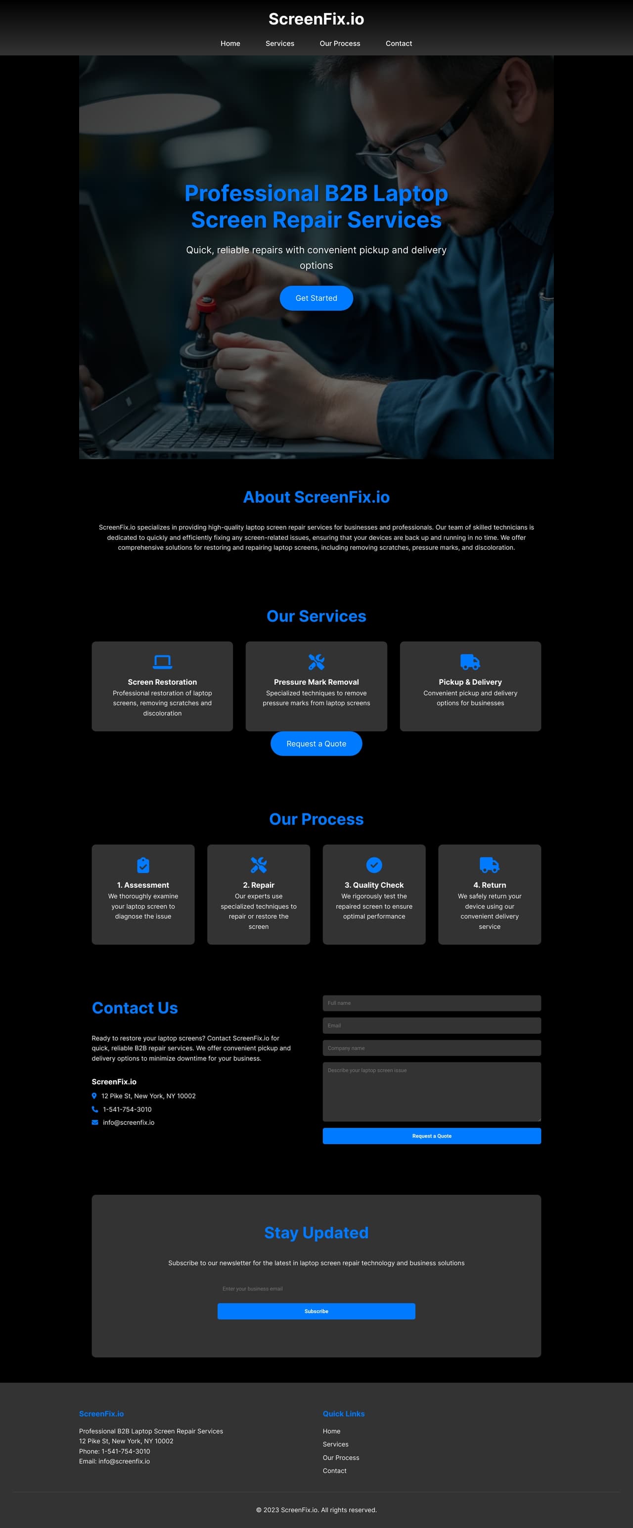 ScreenFix.io - Professional B2B Laptop Screen Repair Services