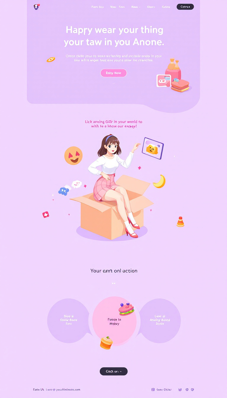 Design an interactive one-page website featuring an anime girl that users can move around and engage with in a fun, animated environment. The layout should be simple and clean, focusing on an enjoyable user experience.