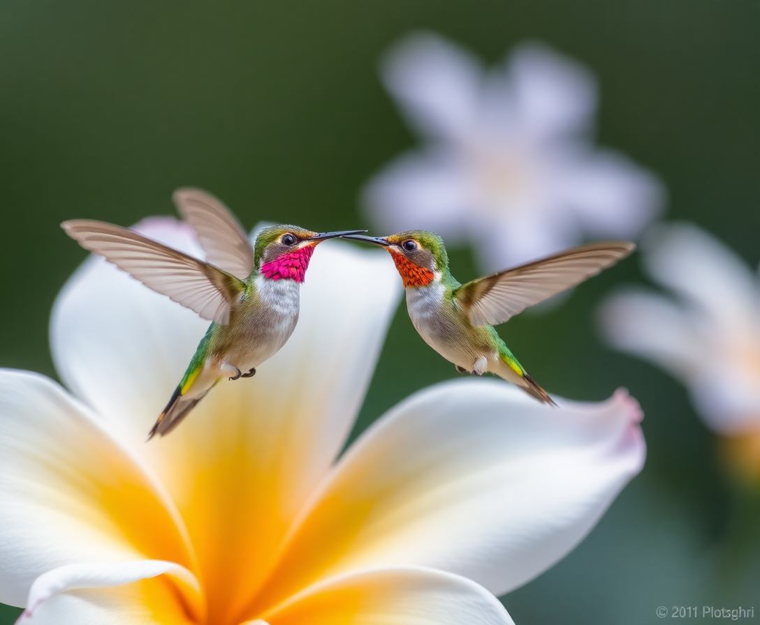 colibri suspendido frente a una flor, capturando velocidad y precisión en la galería minimalista