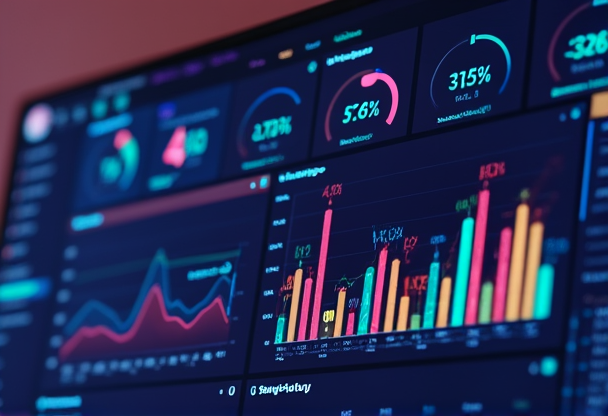 Digital marketing dashboard showing analytics and performance metrics for business growth