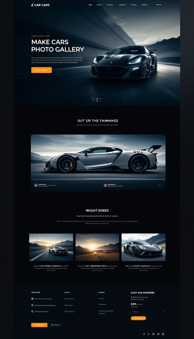 Design a sleek, one-page photo gallery website focused on cars, featuring dynamic images that hover and animate when the cursor hovers over them. The layout should be modern and visually appealing, showcasing stunning car photography.