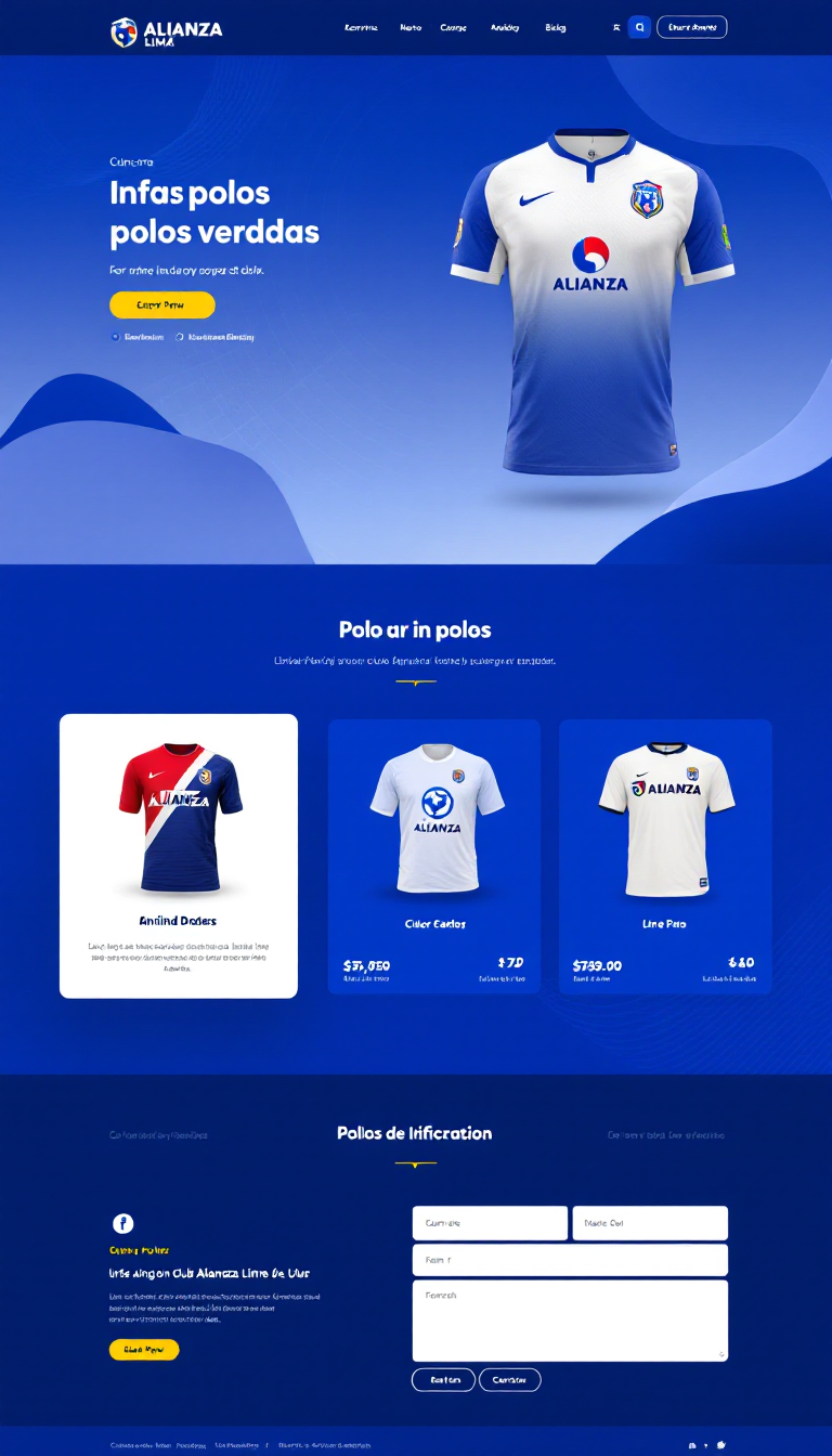 Crea un diseño de un sitio web de una página para vender polos de aficionados del Club Alianza Lima de Lima, Perú. El sitio debe ser simple, limpio y atractivo para los fanáticos del equipo.