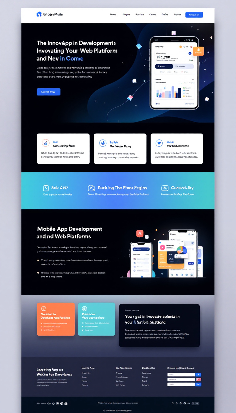 Design a simple and clean one-page website for an innovative company specializing in mobile app development and web platforms. The layout should be modern and user-friendly, highlighting their services and expertise.