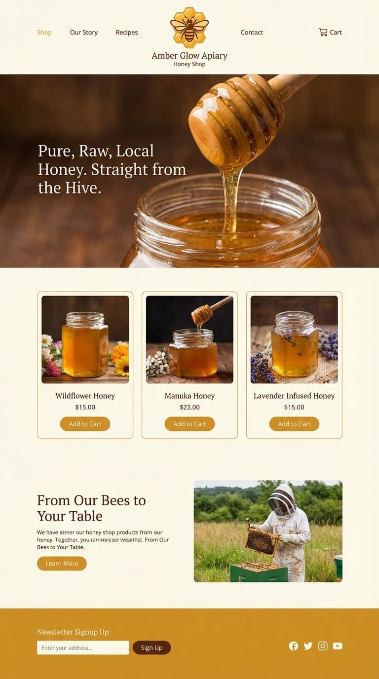 i want a website for my shop that sells honey