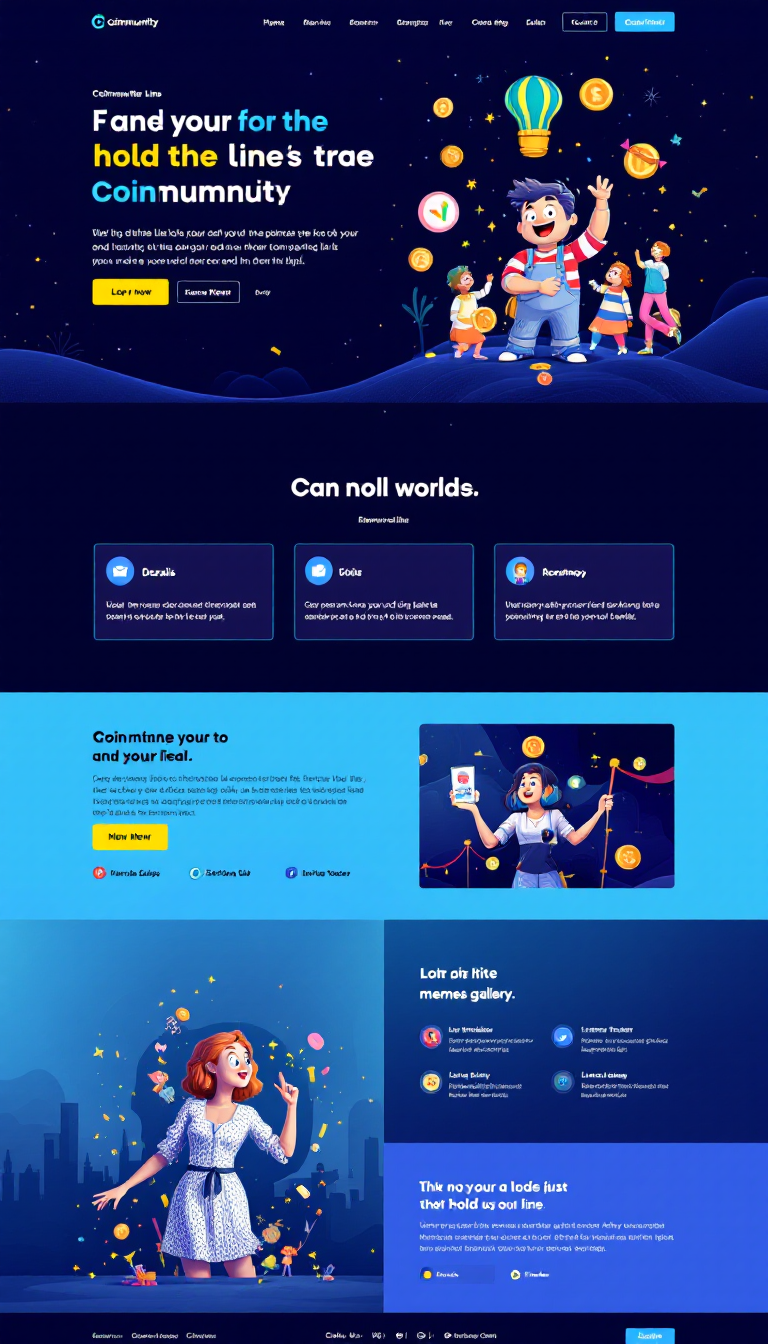 "Create a vibrant one-page website for the 'Hold the Line' meme associated with the Coinmunity meme coin. The design should include bold fonts, motivational visuals, and sections for Coinmunity details, its mission, roadmap, and a memes gallery, along with interactive features like a live price tracker and social media feeds."