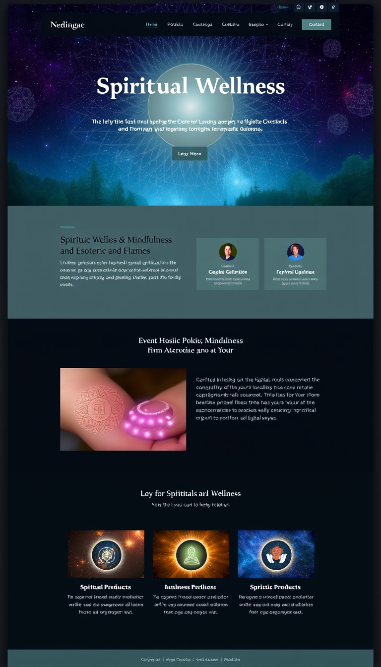 Design a website that focuses on Spiritual Wellness and Digital Products, emphasizing Holistic Health, Mindfulness, and Esoteric/Metaphysical themes. The site should offer spiritual guidance and self-care tools, showcasing digital products that support personal growth and wellness.