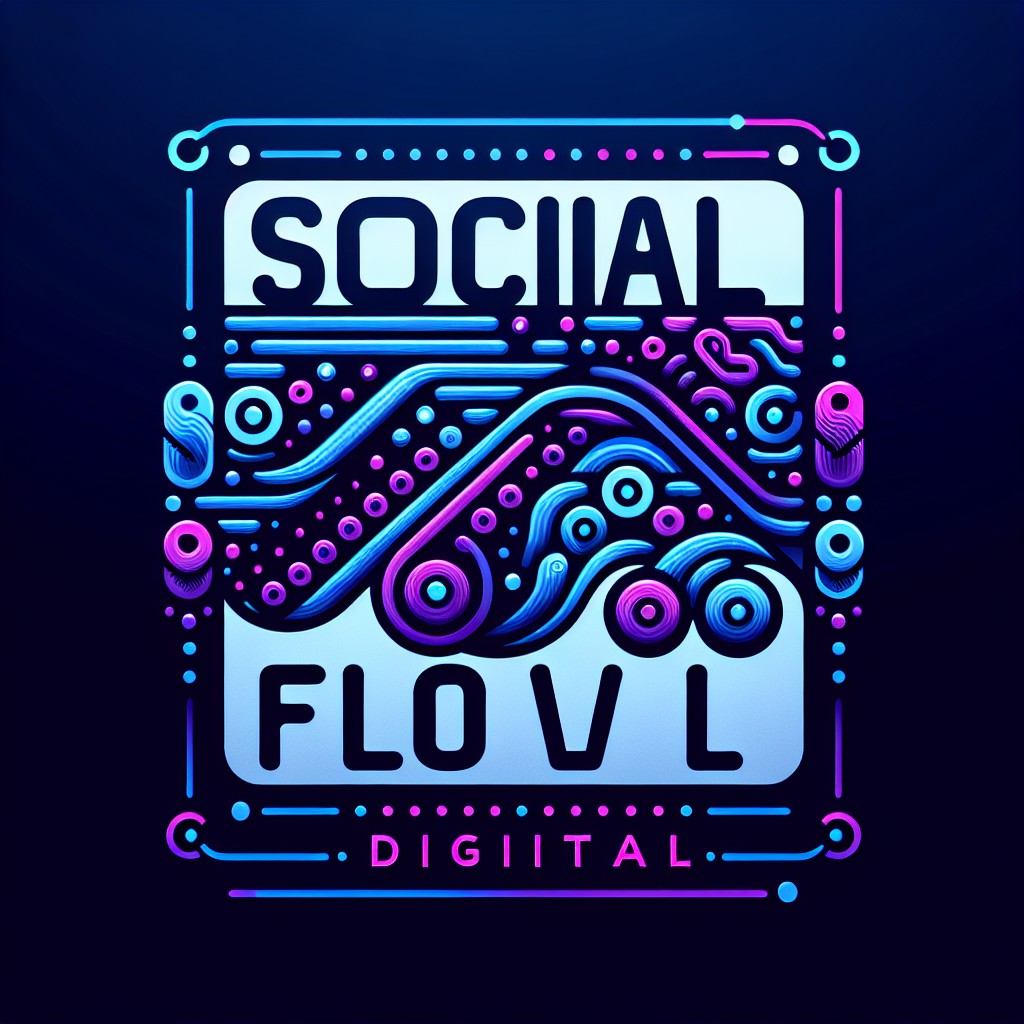 "Create a sleek and modern logo for 'Social Flow Digital,' a cutting-edge digital marketing company. The design should reflect creativity, connectivity, and motion. Incorporate flowing, dynamic elements like wave patterns, fluid lines, or interconnected dots to symbolize 'flow' and digital communication. Use a stylish, clean font, with emphasis on the word 'Flow' to give it a standout effect. The color palette should combine vibrant tones like electric blue, bright purple, and neon pink to convey energy, innovation, and a futuristic vibe. The logo should feel professional yet approachable, appealing to businesses seeking innovative marketing strategies."