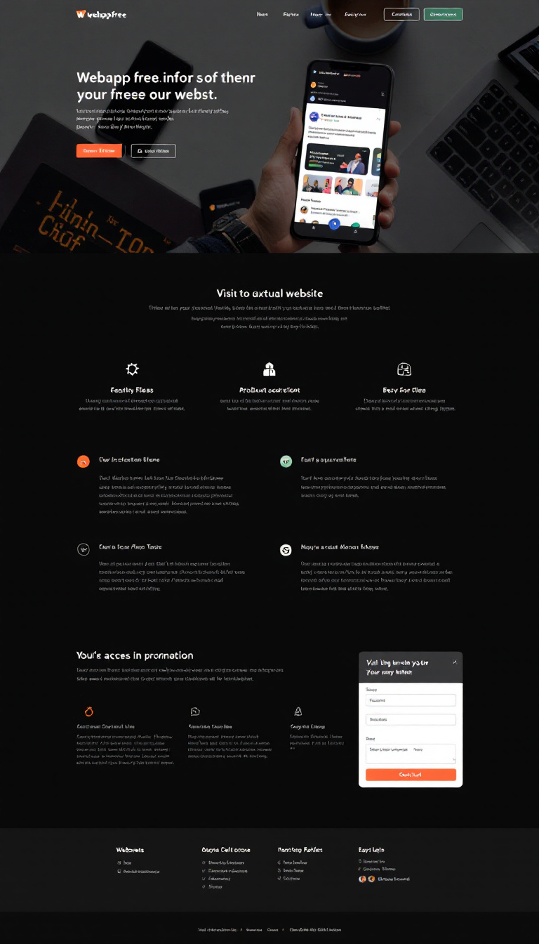 Design a one-page brochure website for webappfree.info, featuring a clear overview of the site and its offerings. Include a prominent call-to-action encouraging visitors to visit the actual website.