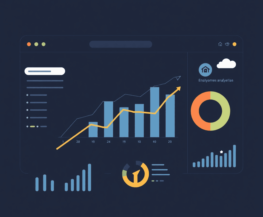 ilustração de interface financeira com gráficos e elementos de análise