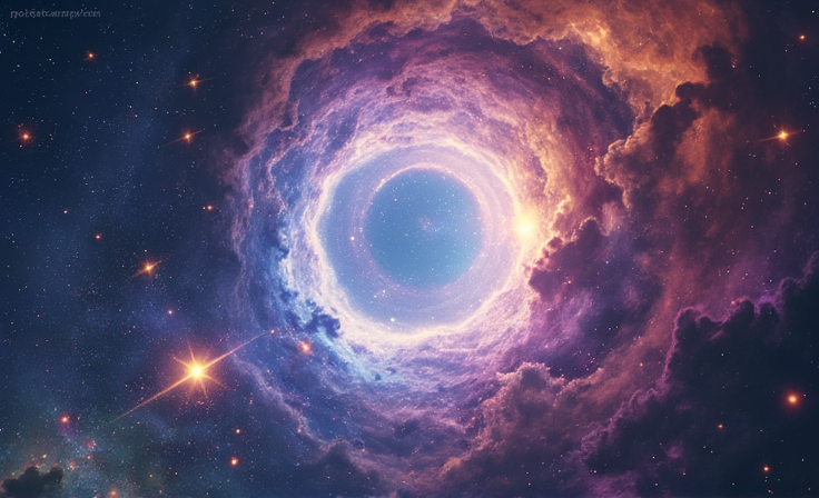 Cosmic gateway concept art with stars and nebulae