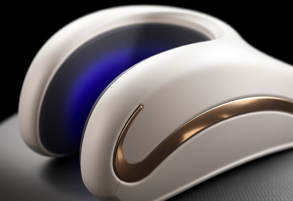 close-up of the luxeneck massager showing its ergonomic design and premium finish