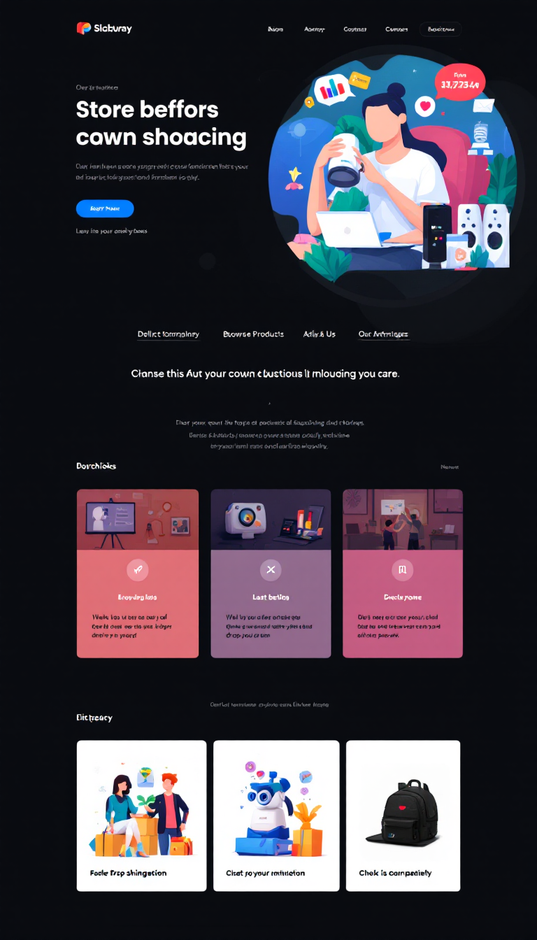 Design a clean, professional one-page website for a drop shipping business, featuring an appealing layout that encourages visitors to browse and purchase products immediately. Include a modern aesthetic, intuitive navigation, and clear calls to action.