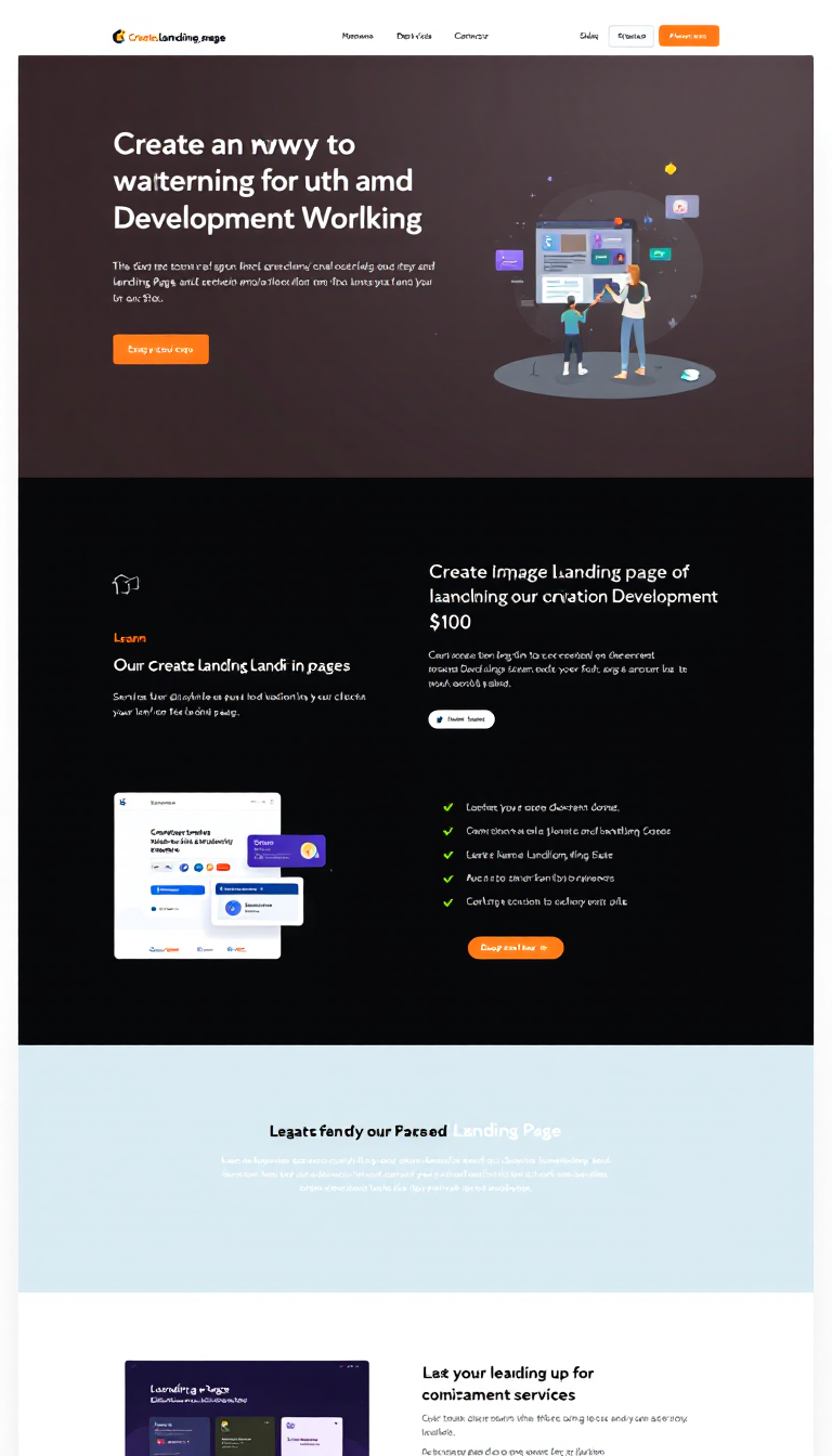 Design a simple, clean one-page website for "createlanding.page," showcasing landing page development services priced at $100. Include an engaging layout, clear service description, and a prominent call to action.