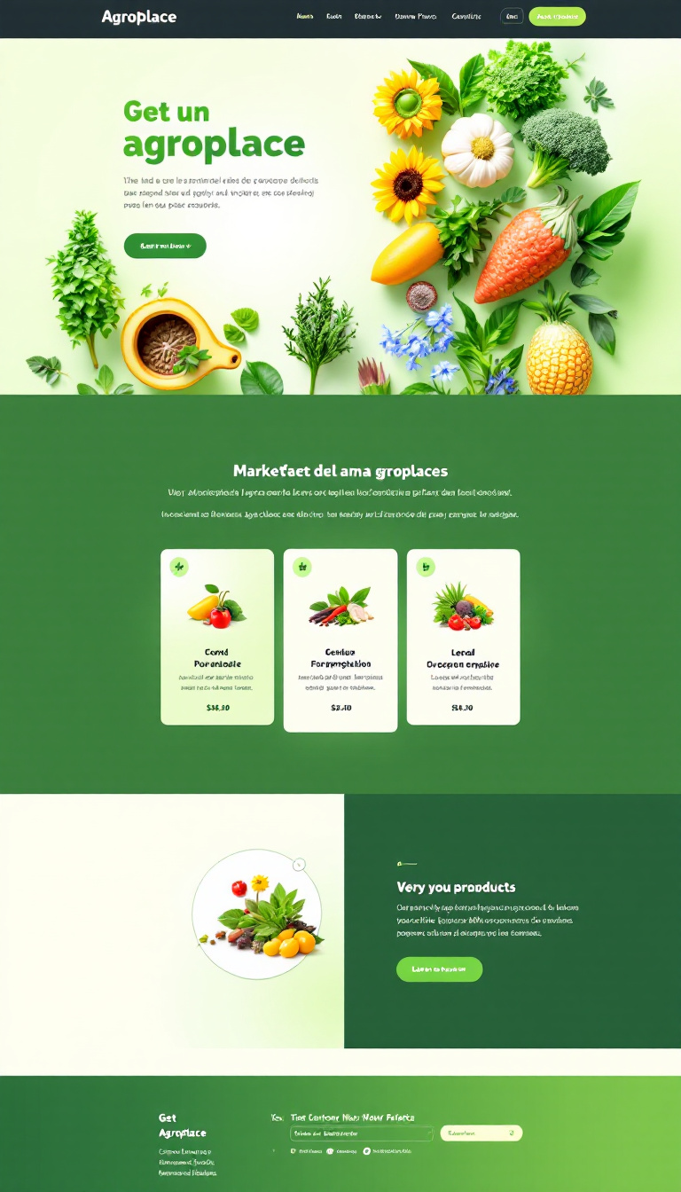 Crie uma página simples e limpa para o Agroplace, um marketplace voltado para o setor agropecuário, onde vendedores e compradores se conectam de maneira prática e segura. Destaque a interface intuitiva, variedade de produtos e benefícios para empresas e consumidores no comércio agrícola.
