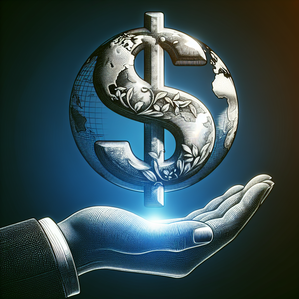 Dollar symbol in circle of world being held by hand with I in word unclaimed using question mark