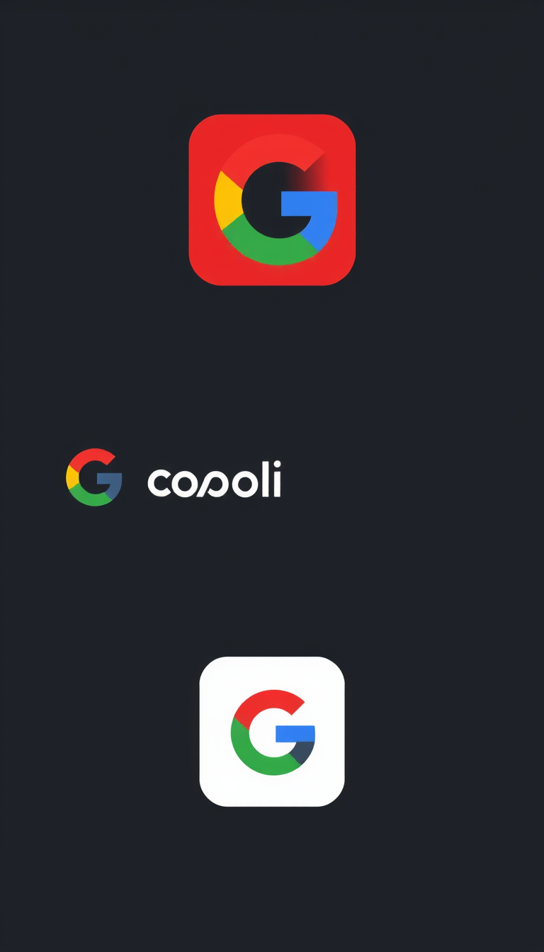 Design a logo for a single-page website using a vibrant color palette inspired by Google's colors: blue, red, yellow, and green. Incorporate clean, modern sans-serif text and a simple graphic symbolizing innovation and technology, while conveying friendliness, approachability, and professionalism.
