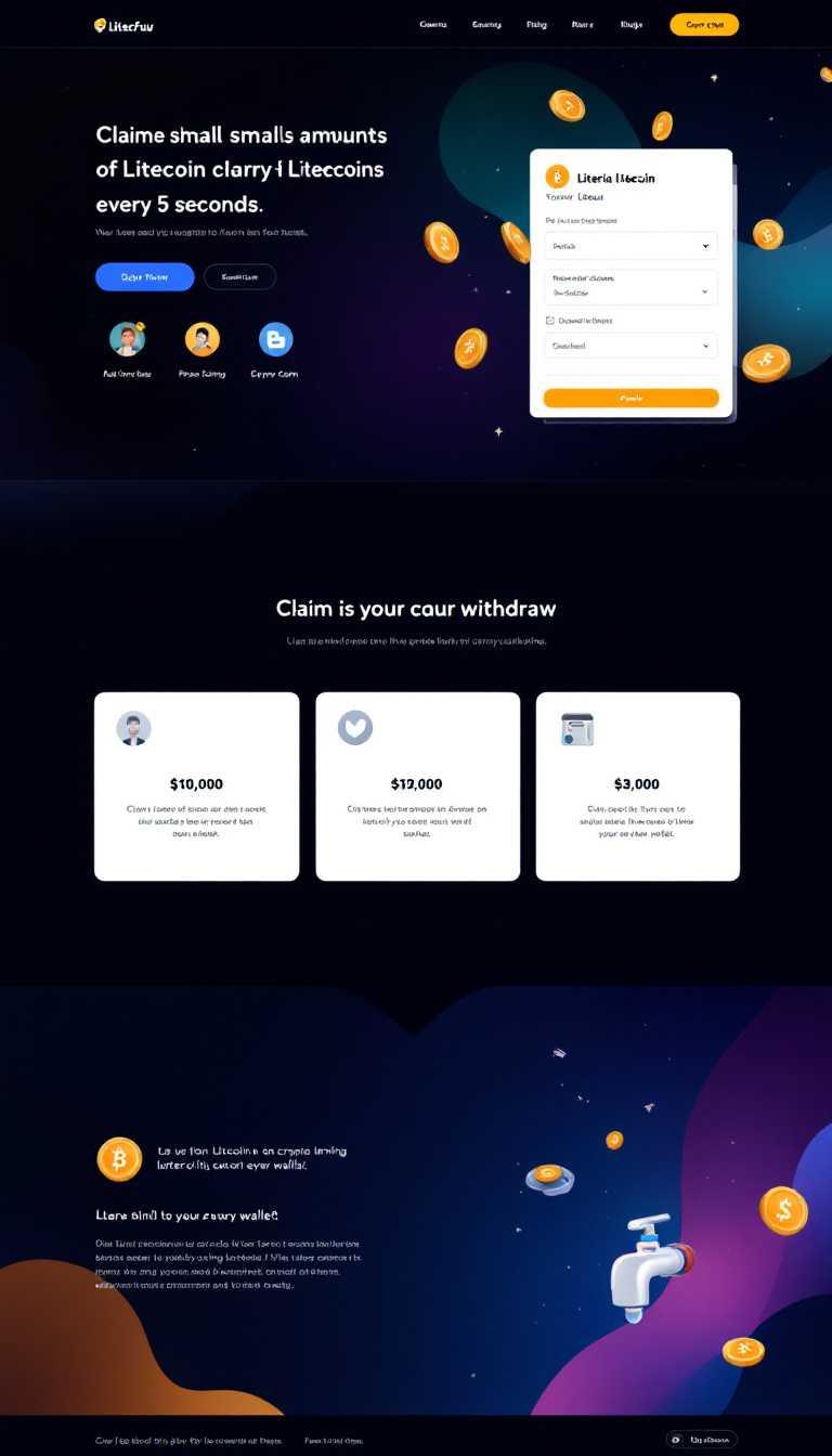 Design a one-page crypto faucet website for claiming small amounts of Litecoin every 5 seconds. Include a clean user interface for easy navigation and a feature for users to withdraw their earnings to their wallet.