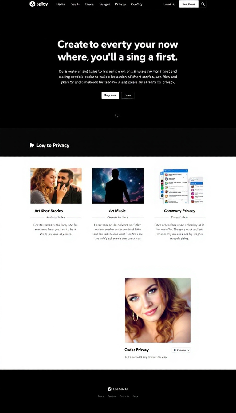 Create a simple one-page website that allows users to anonymously post and share art, short stories, code, and music, while prioritizing safety and privacy. The design should be clean and user-friendly.