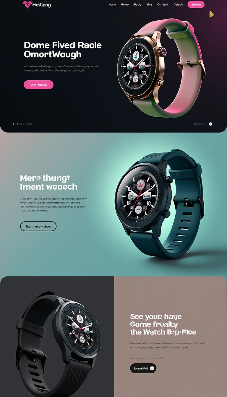 Create a sleek and modern one-page landing website for selling smartwatches, featuring vibrant product images, clear product descriptions, and a prominent call-to-action to encourage purchases. The design should be clean and user-friendly, emphasizing the smartwatch's features and benefits.