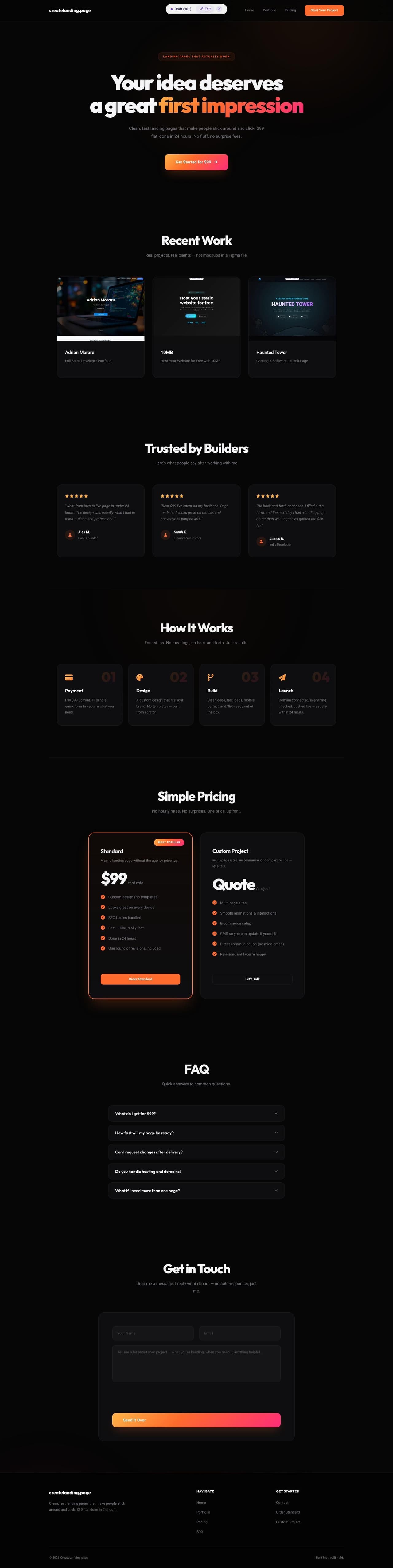 Custom Landing Pages in 24 Hours for $99 Flat Rate