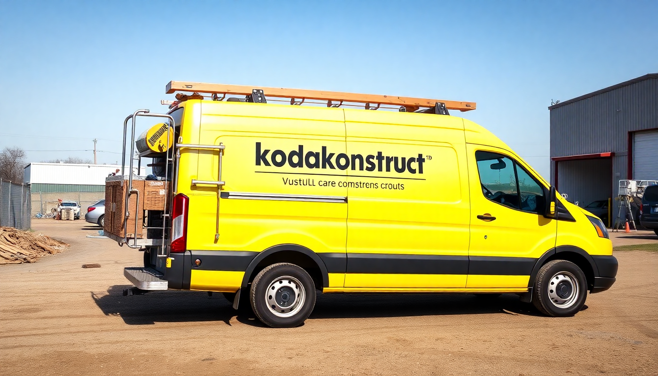 yellow kodakconstructs service van fully equipped with construction tools and equipment