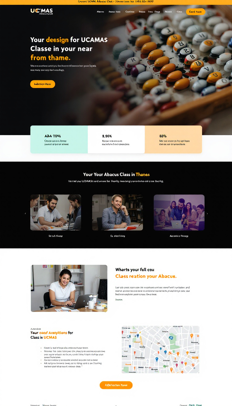 Create a simple one-page website for UCMAS Abacus Class in Thane, featuring an engaging design and a prominent admission button.