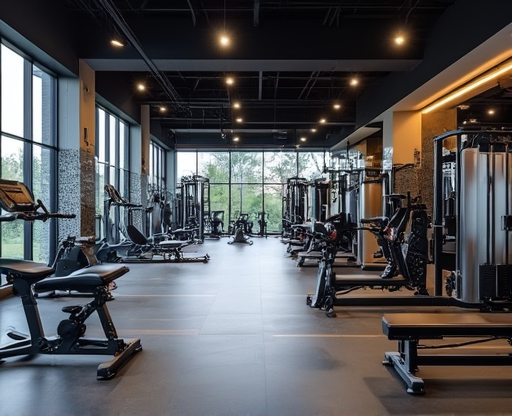 Modern fitness gym interior with professional training equipment