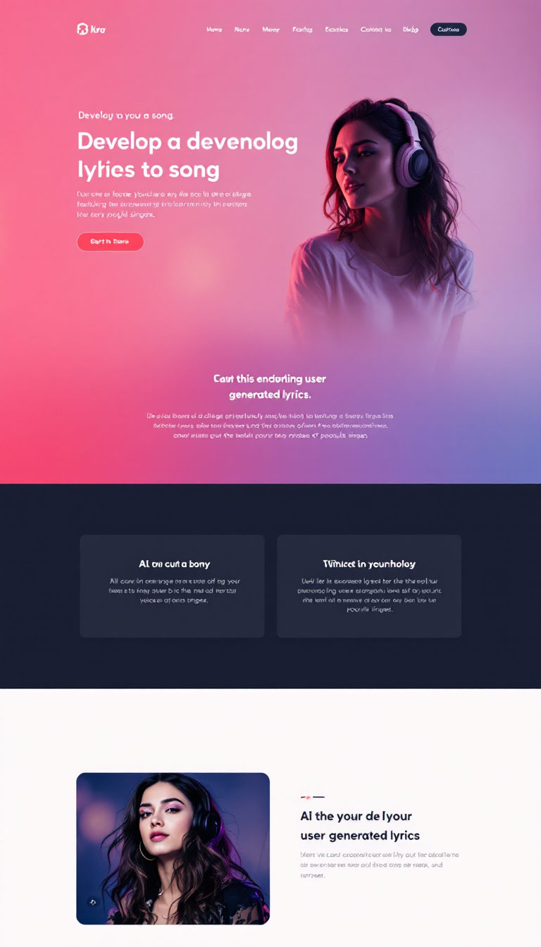 Design a simple one-page website for a college project focused on developing a song through user-generated lyrics, featuring AI technology that mimics the voices of popular singers. The layout should be clean and user-friendly.