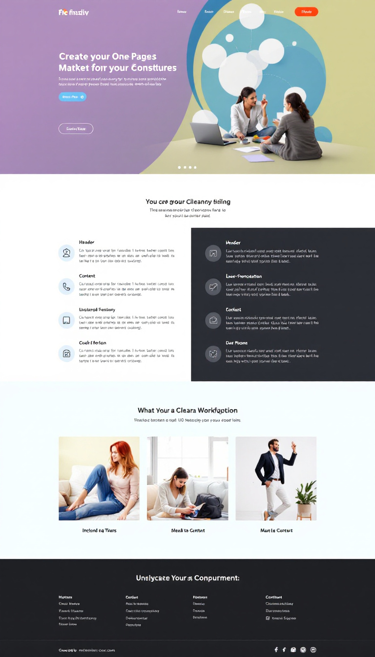 Create a simple and clean one-page website UI design, focusing on a modern layout and user-friendly navigation. Include sections for a header, content, and footer, with a minimal color palette and stylish typography.