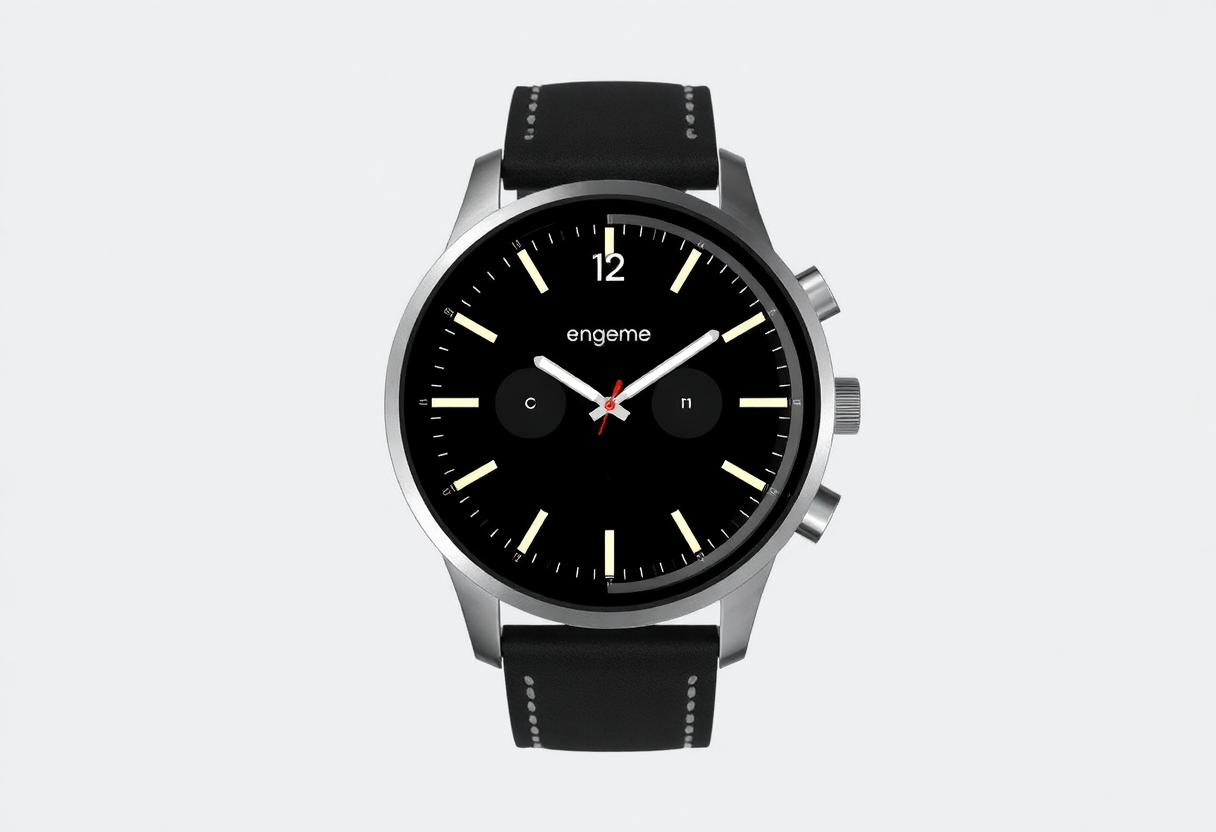 engeme smartwatch with a sleek design, showcasing its large touchscreen display and stylish watch face