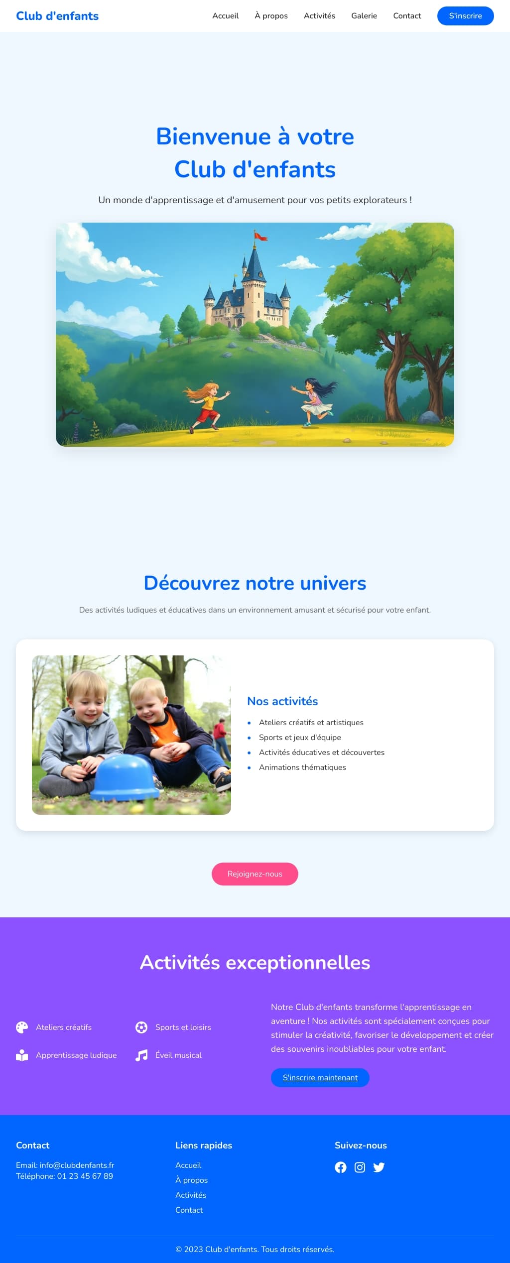 Club d'enfants - Amusement et Apprentissage